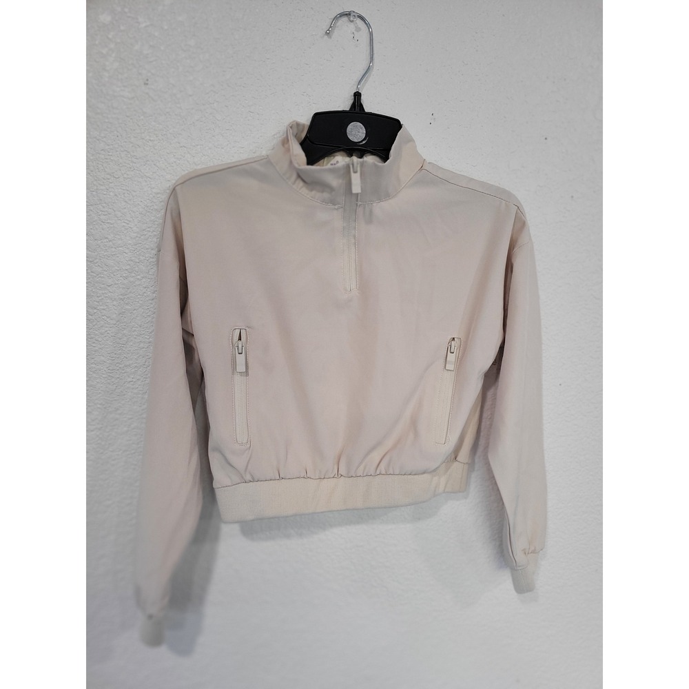 Violet Skye Beige Quarter Zip Cropped‎ Jacket Girls Size S Workout #4